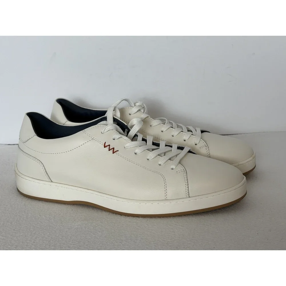 Deming THE DOWNTOWNER Italian Leather Recovery Sneakers Comfort Shoes Bone 11.5